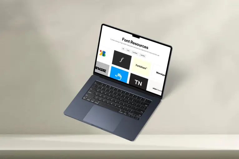 Laptop mockup showcasing the Font-Resources web application.